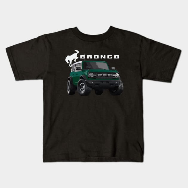 6th gen bronco 6g Outter Banks Eruption Green Metallic Kids T-Shirt by cowtown_cowboy